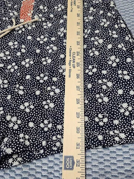 Ellison Boho Floral Lace Trim Romper Navy Blue & White Long Tassel Waist Size M - Picture 6 of 7